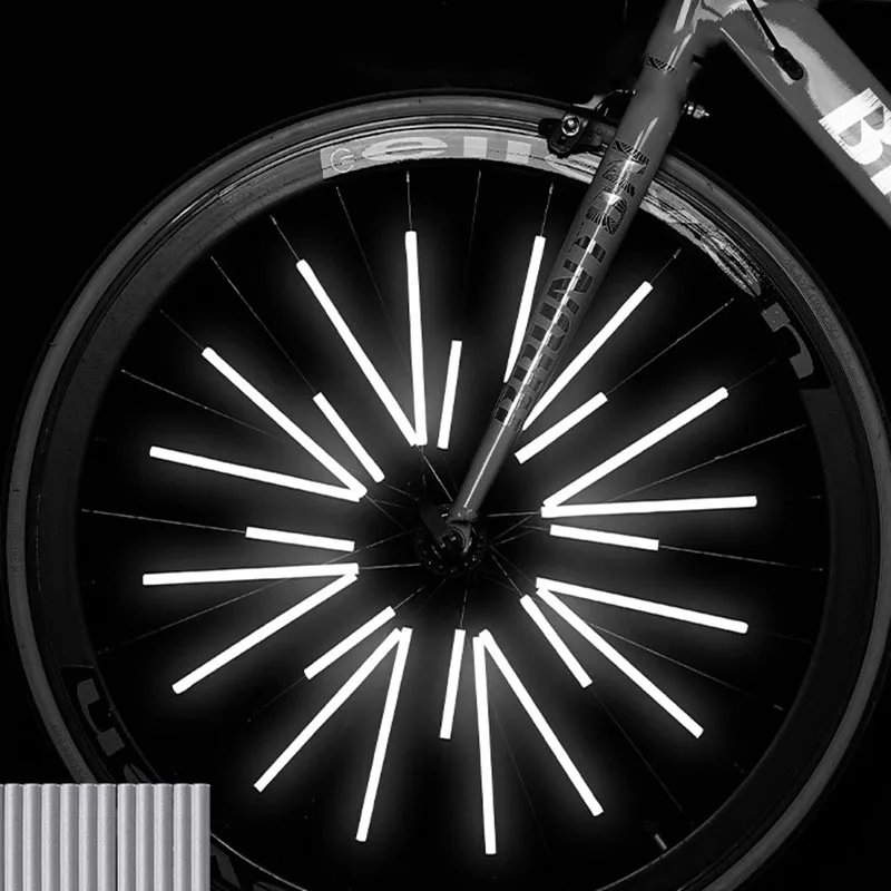 

12Pcs/Set DIY Bicycle Wheel Spokes Reflective Sticker ABS Tube Strip Warning Light Cycling Reflector Reflective Safety Kit