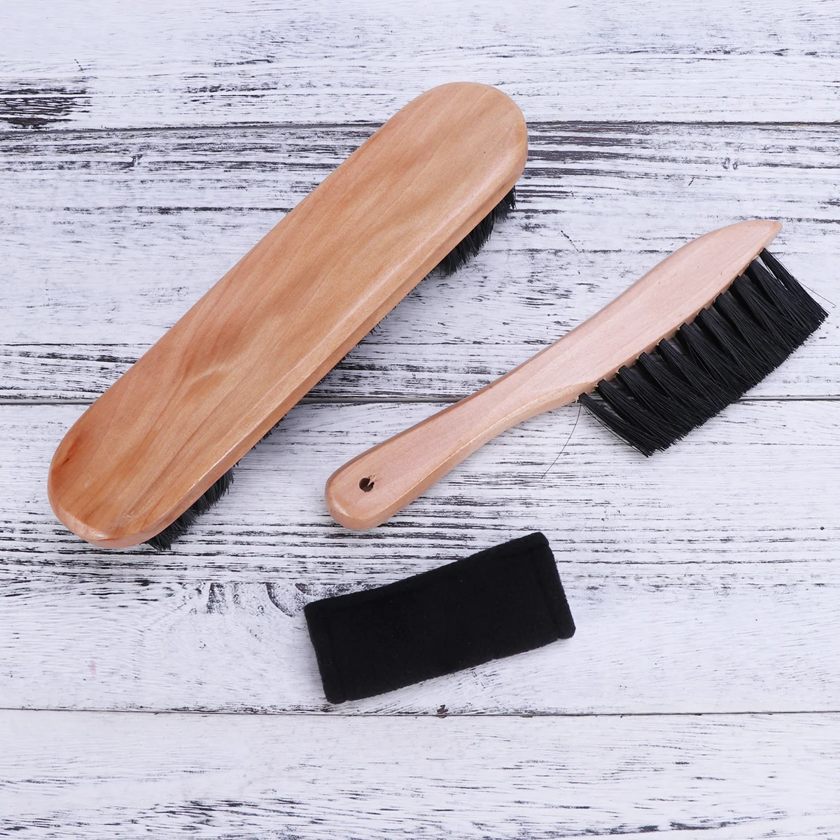 

Billiard Brush Set Pool Table Cleaner Felt Snooker Rail Soft Bristles No Scratch Long Horseshoe Shape Natural Wood