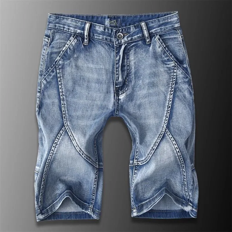 

Summer Fashion Trend Solid Color Straight Leg Sports Denim Shorts Men's Casual Loose Comfortable Plus Size High-Grade Trousers