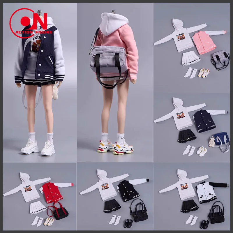 【2024 Q4】cdtoys cd074 1/6 Female Baseball Hooded Sweatshirt Pleated Skirt Clothes Model Fit 12'' Soldier Action Figure Body Doll