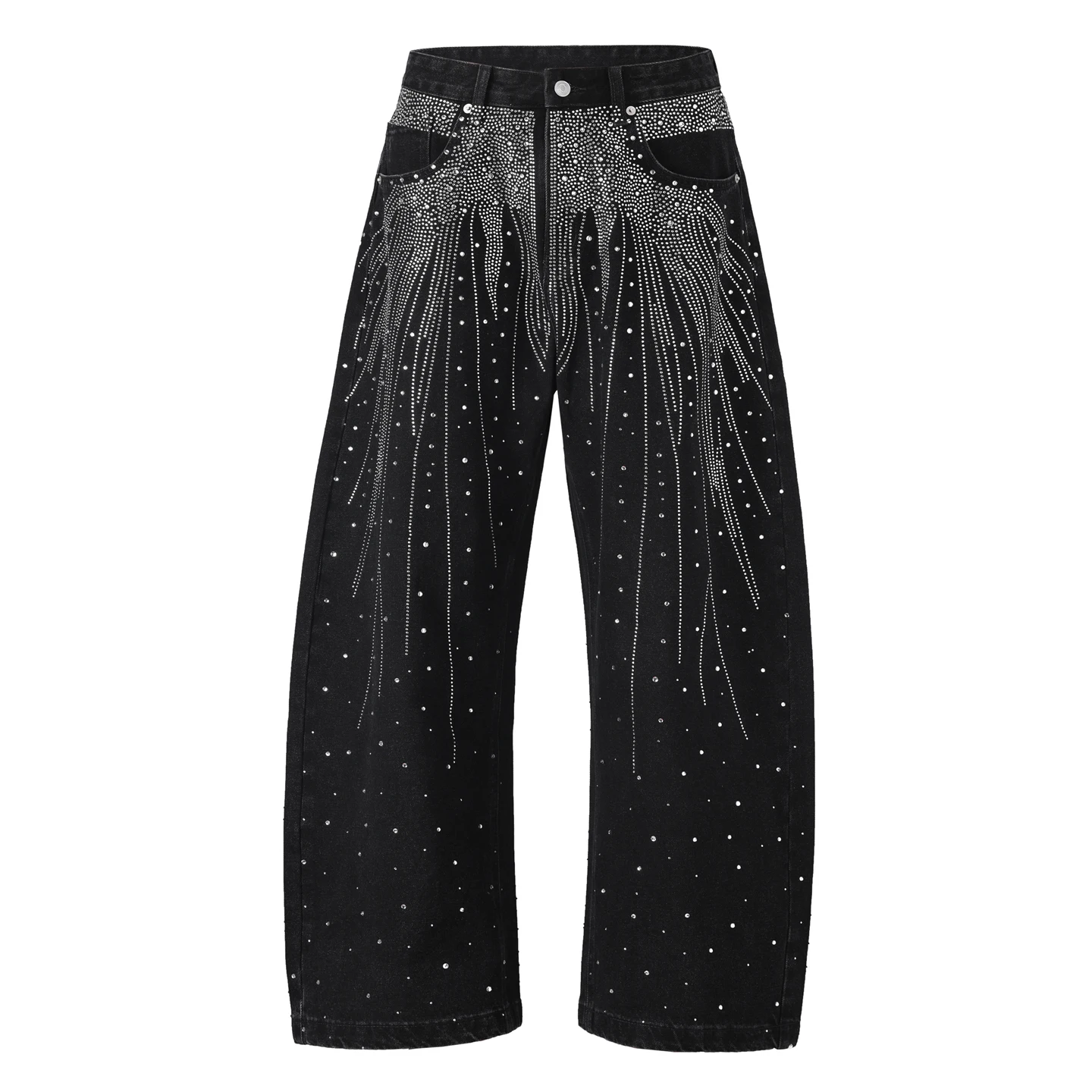 

CHIC Oversized Women's Baggy Jeans Vintage Rhinestones Appliques Casual Wide Leg Denim Pants For Men Trousers Trendy Harajuku