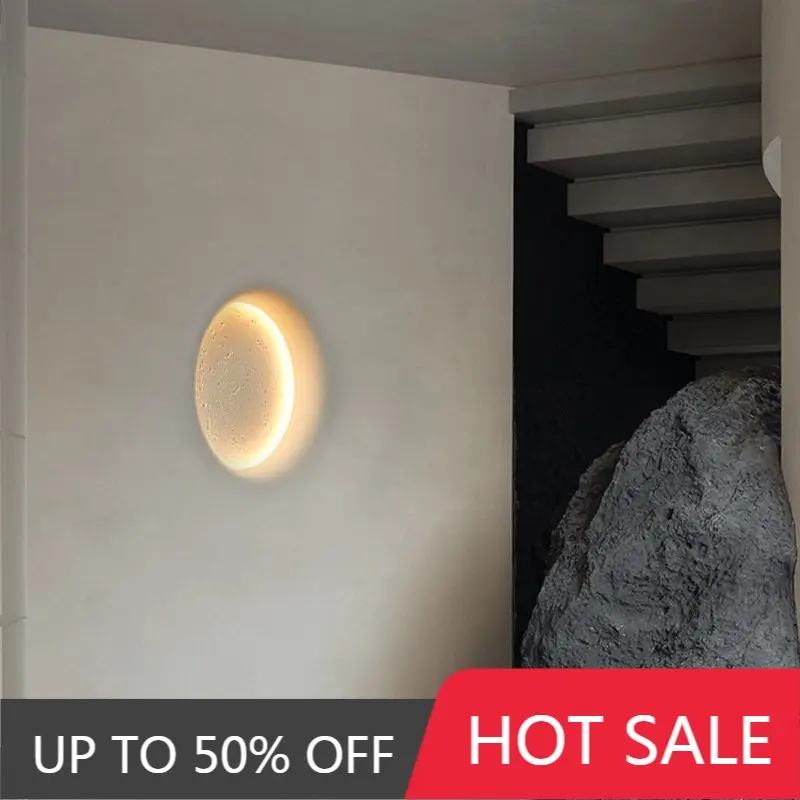 Moon Gypsum Lampa Embedded Creative Bedroom Living Room No Main Lamp Background Wall Decorative Lamp Art Wall Painting Wall Lamp