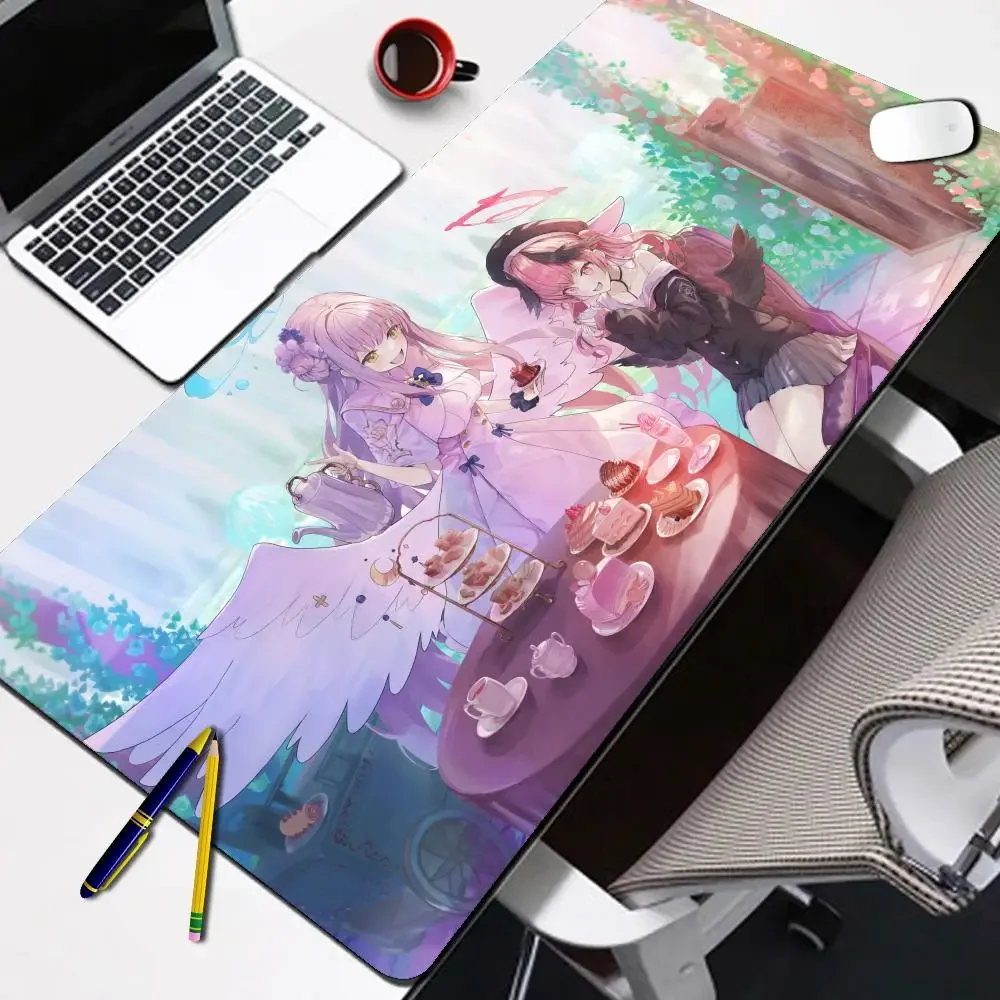Large Cute Angel School Girl Gaming Mouse Pad Non-Slip Rubber Lock Edge Oversized Desk Mat For PC Gamer Durable