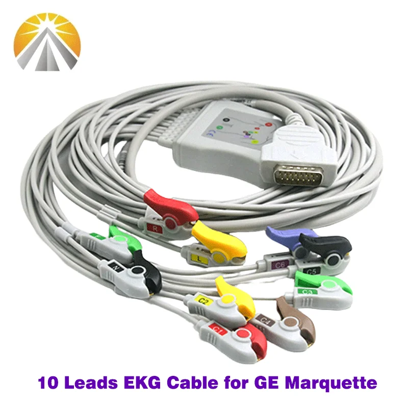 

ECG Cable EKG Cable Reusable 10 Leads with Grabber or Clip For GE Marquette MAC500 MAC1100 MAC1200 IEC Standard