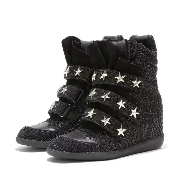 Women Boots High-Top Boots Sparkly Design Thick Soles Woman Sneakers Casual Shoes Height-increasing 5cm Shoes for Women