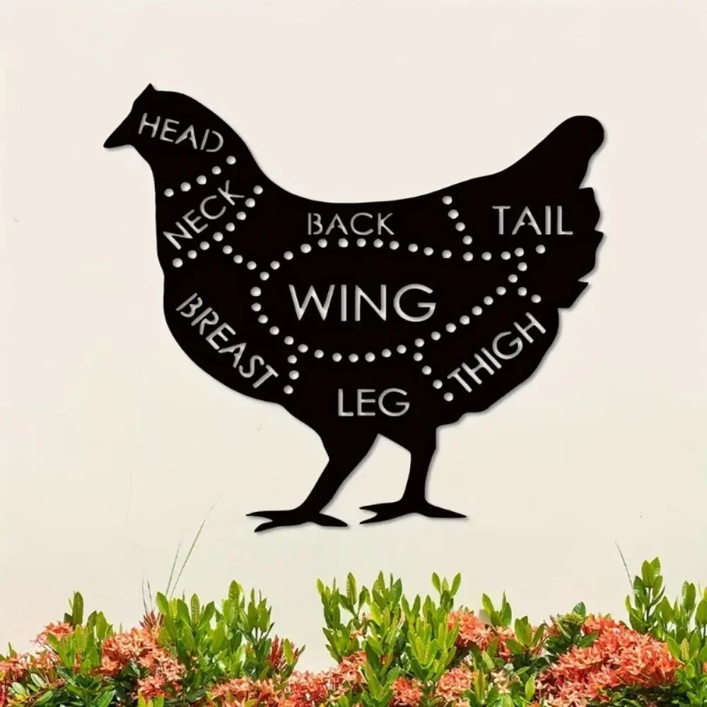 CIFBUY Vintage Butcher Shop Rooster Iron Wall Art Metal Sculpture Rustic Farmhouse Hanging Decor Kitchen Gift Ornament