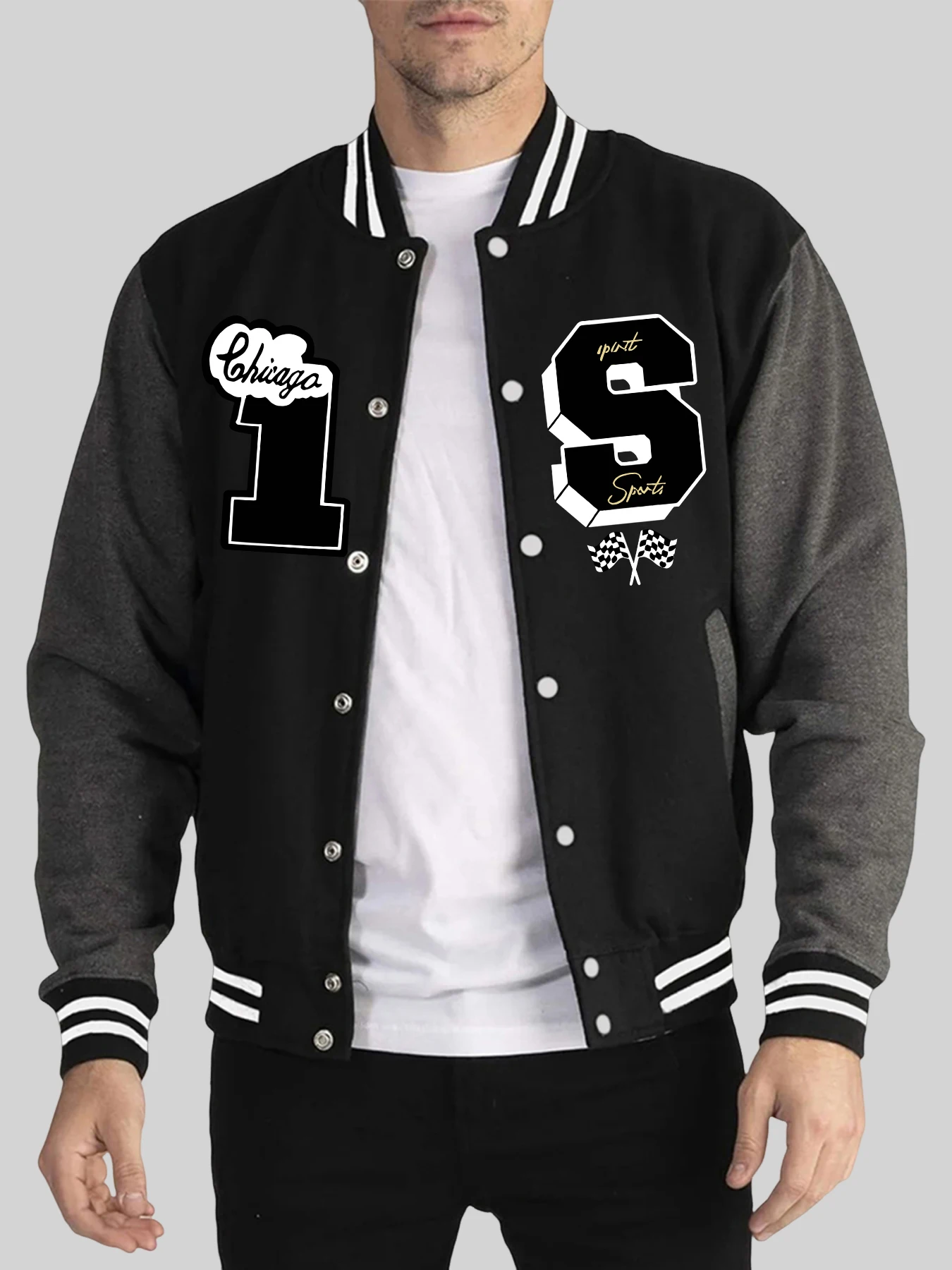 

Чикаго вечерние спортивные принты мужская жилетка осенне-зимняя одежда теплая модная одежда спортивная свободная бейсбольная майка уличная повседневная куртка