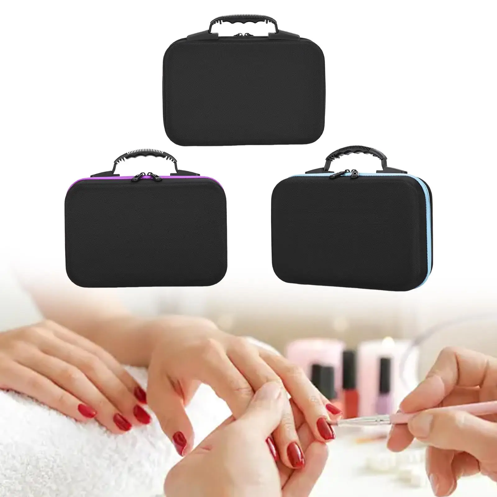 Portable Oil Nail Polish Bag Compact Hard Shell Essential Oils Organizer with Handle for Salon and Home Use