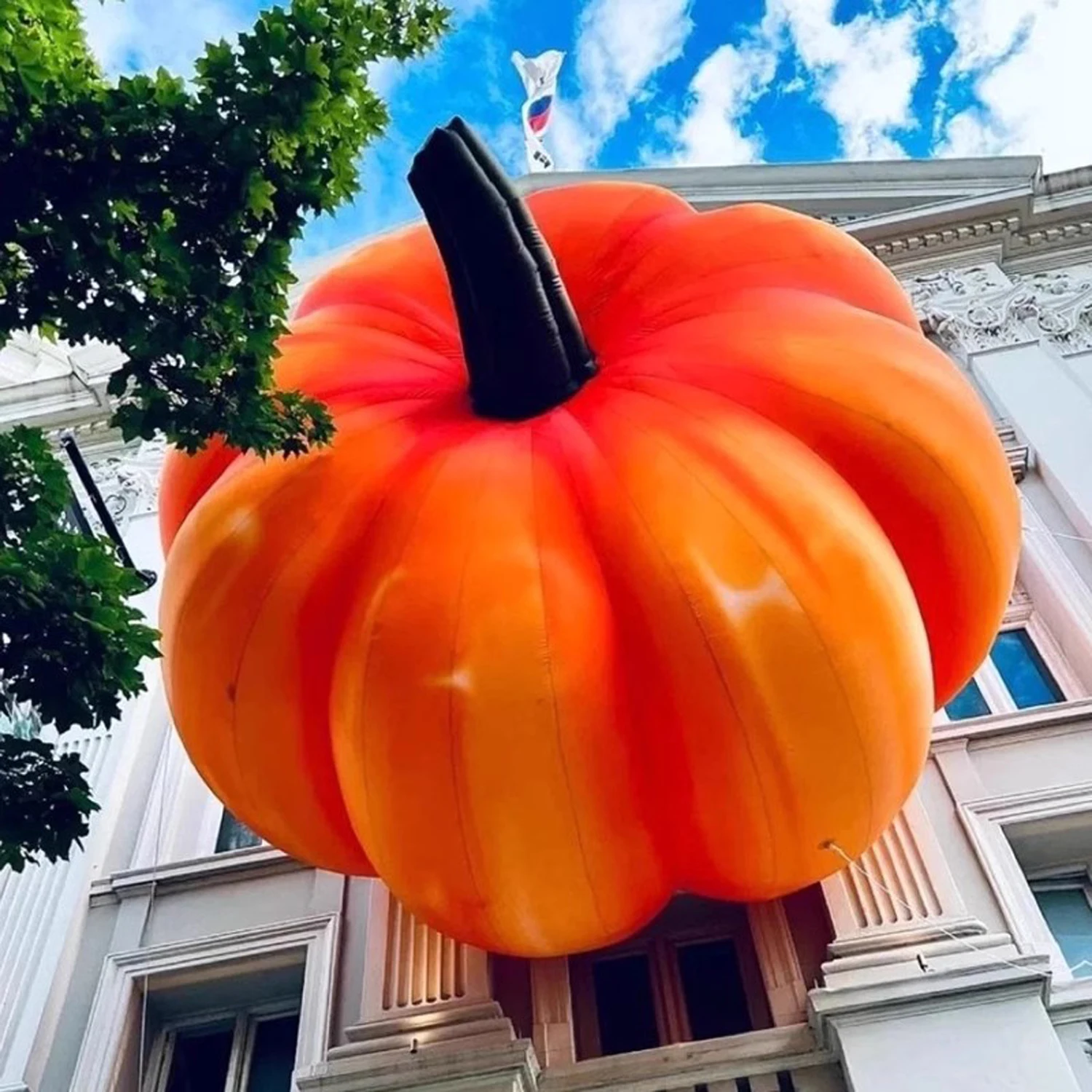 Calabaza inflable LED gigante semiimpresa para Halloween, modelo de monstruo de calabaza con ojos animados, boca, vacaciones, promoción al aire libre