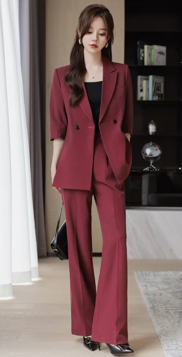 Seven-eighth sleeve women's summer thin new style temperament professional petite woman's commuting suit pants