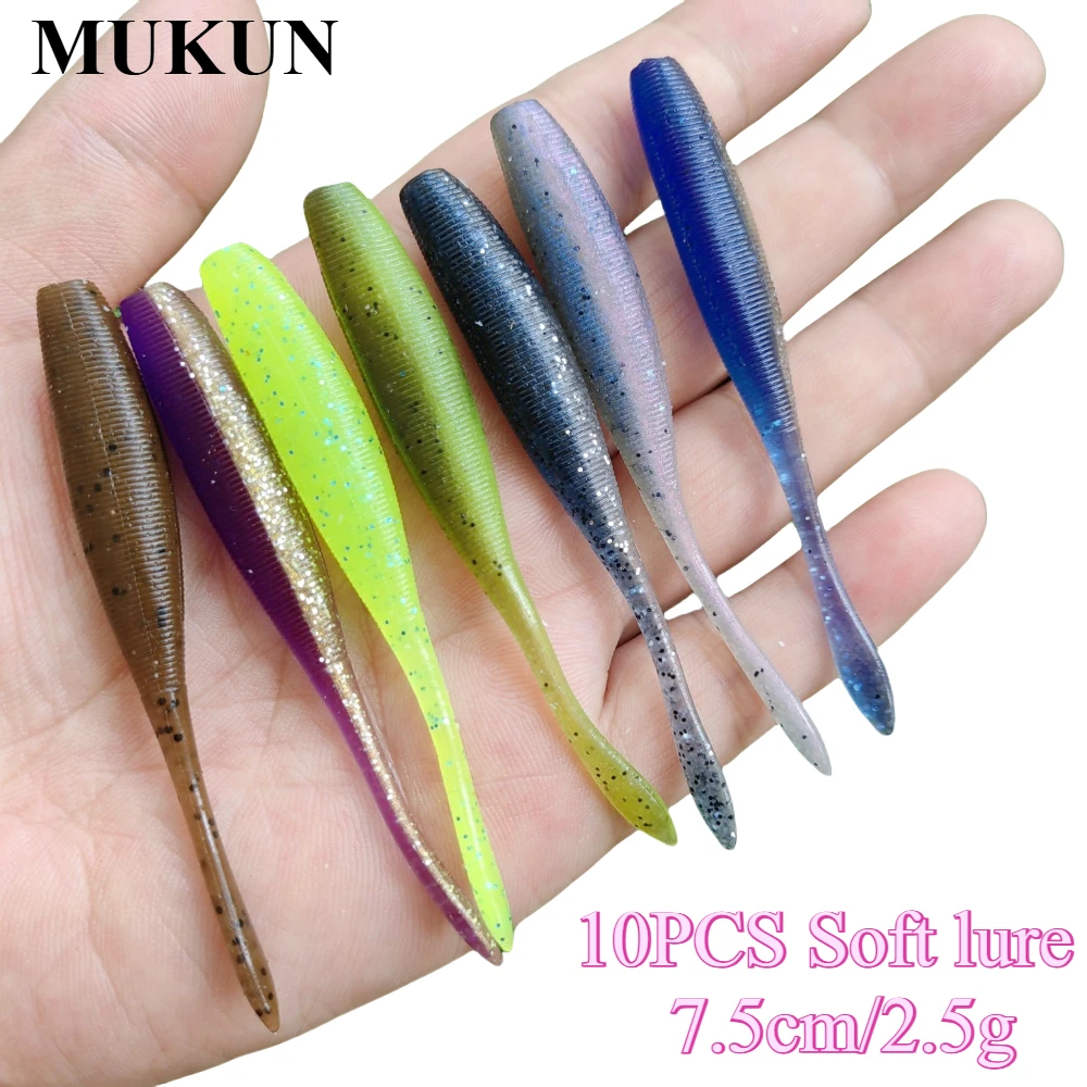 Mukun 10 pçs iscas de pesca gota iscas macias 7.5cm/2.5g isca macia iscas artificiais leurre louple para baixo pique iscas de pesca