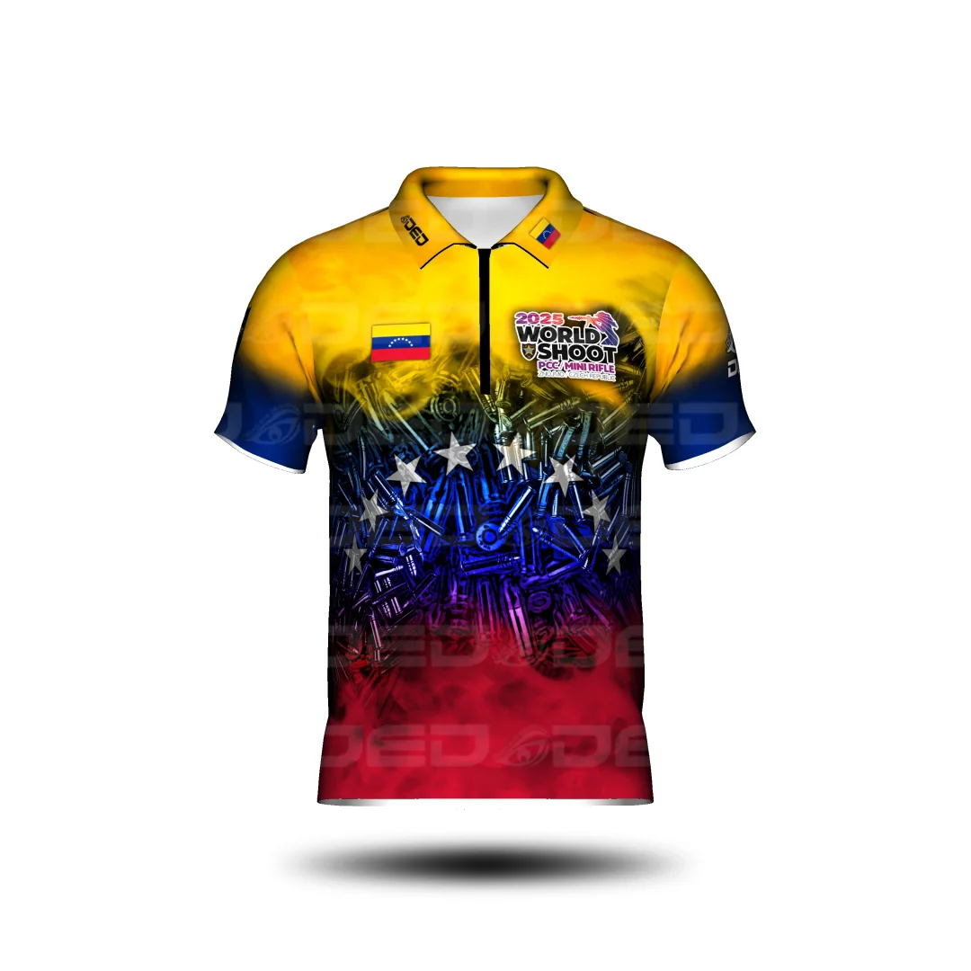 

DED 2025 PCC World Shoot Mini Rifle - Рубашка ПОЛО Венесуэли Спортивная быстросохнущая мужская футболка Детская одежда Футболка Y2k Woman
