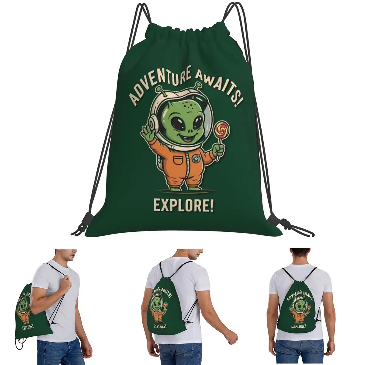 Space Explorer Backpacks Casual Drawstring Bags Sundries Bag Book Bags for Man Woman School