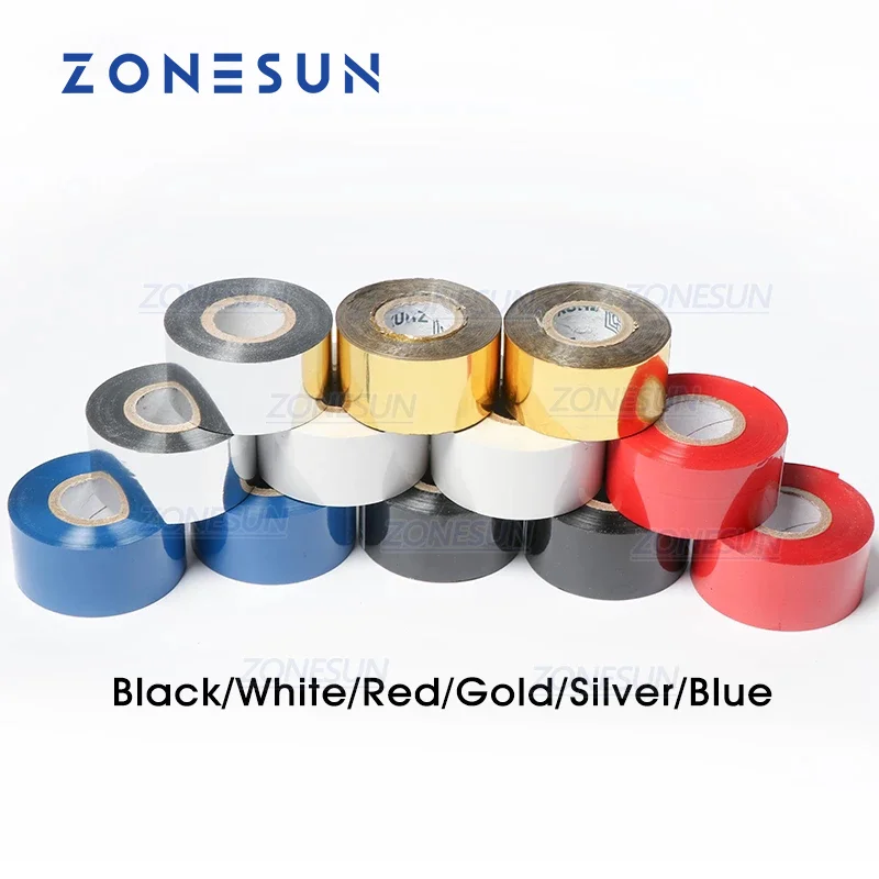 ZONESUN Thermal Ribbon of Printing Machine 30mm*100m Date Code Ribbon Printer Accessory Printing Ribbon for Plastic and Paper