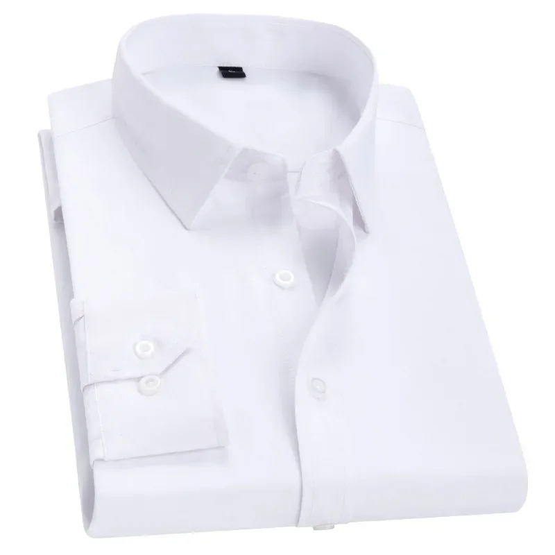 Camisa blanca de manga larga para hombre, camisas de oficina delgadas, guapo, profesional, Formal, sólido, talla grande, informal, Tops de negocios,