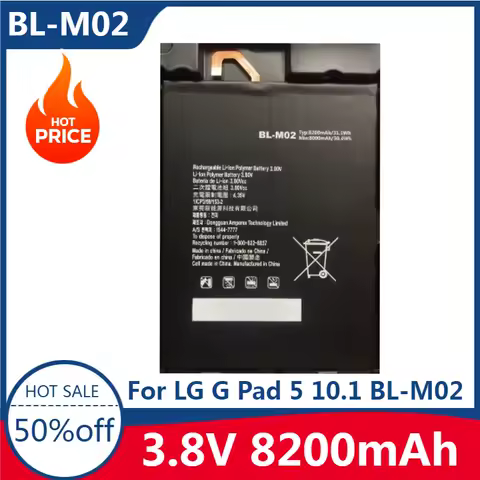 New High-Quality Replaceable Battery 8200mAh Tablet PC Battery for LG G Pad 5 10.1 BL-M02
