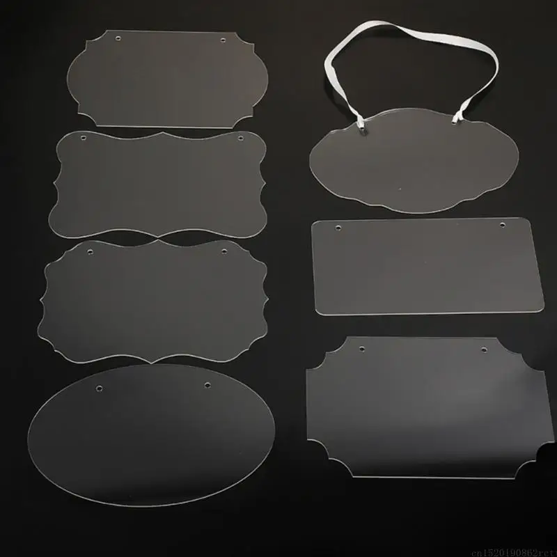 d5bb 맑은 빈 아크릴 징후 미완성 매달려 밧줄로 장식 표지판