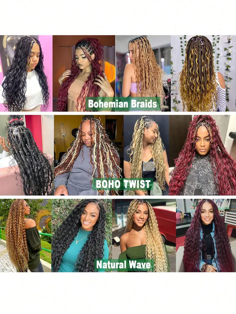 110 جرام 28 بوصة شعر بوهو مجعد للتضفير بدون عقدة 12A اللون الطبيعي موجة عميقة السائبة البوهيمي 2 حزم/حزمة 100% شعر بشري