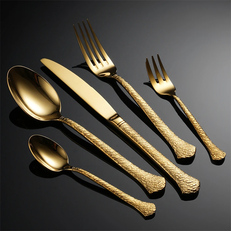 

High-end Wedding Stainless Steel Cutlery Sets Table Service Decoration Knife Fork Spoon Teaspoon Teafork Western Tableware