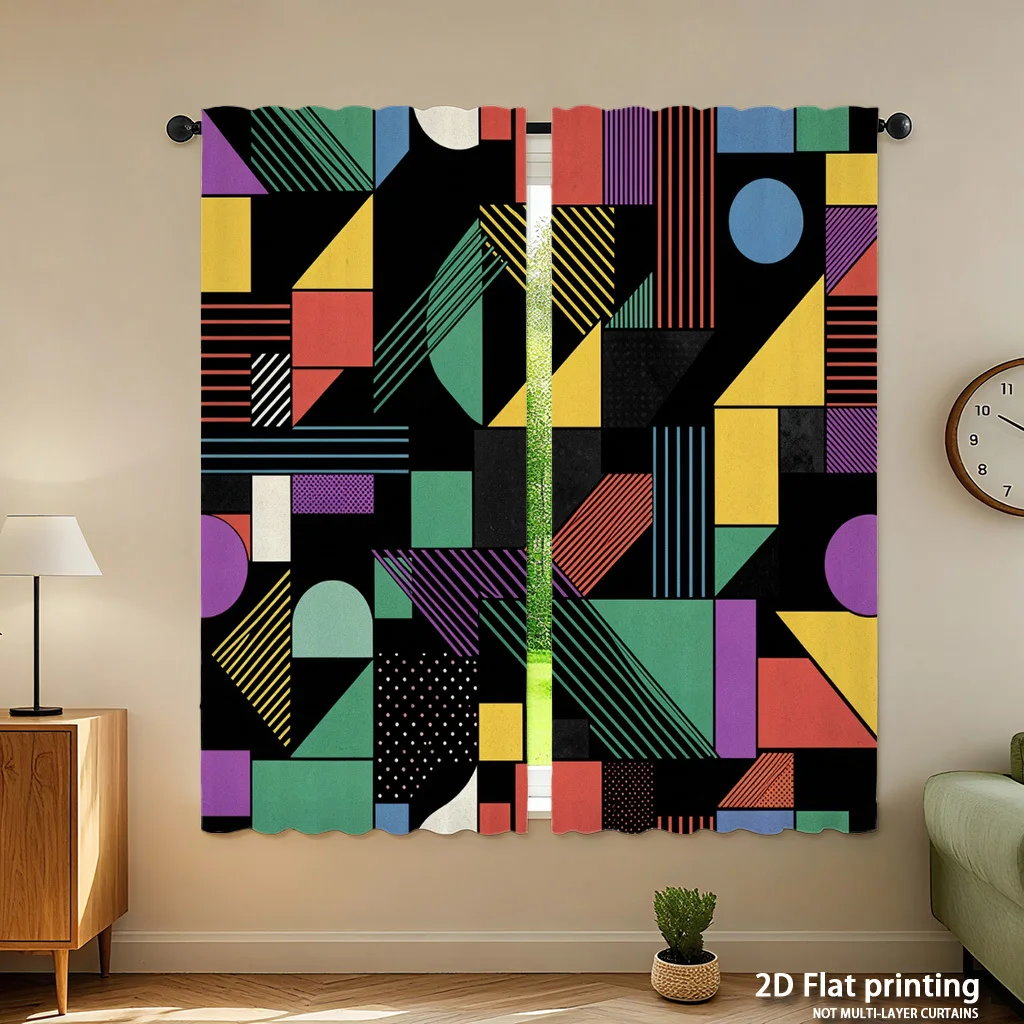 Stylish Geometric Abstract Pattern Curtain Modern Home Decor Window Drapes Living Room Art Print Fabric Blinds