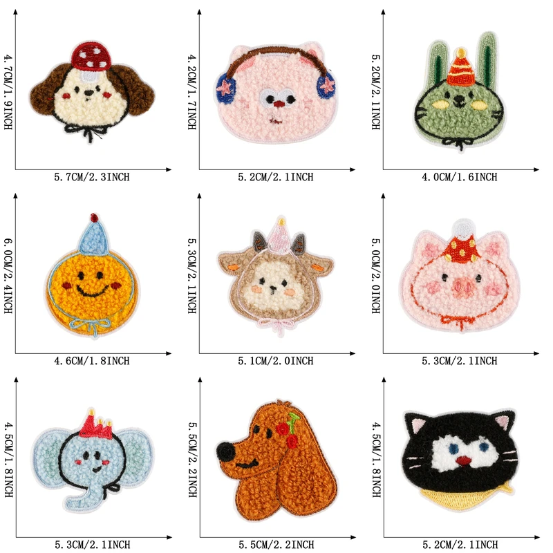 9 Stück Anime Chenille Katzen Niedliche Aufbügel-Patches für Hundekleidung, bestickte Tier-Aufnäher, selbstklebende Aufnäher für Kinderjacken, zum Aufnähen auf Stoffe – Detail 2