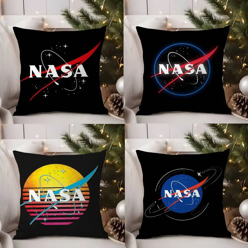 

N-Nasa Space Pillow Case Office Sofa Dorm Chair Back Short Plush Double-sided Printing Home Cushion Cover