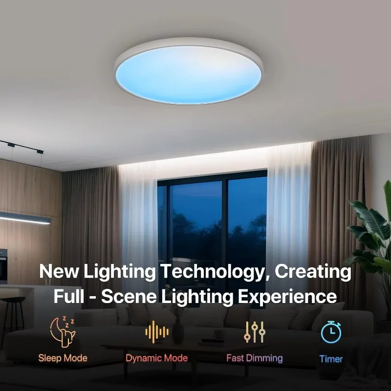 Deluxe Aluminum Sky Mirror Ceiling Light RGB LED 40W 70W IP44 Full Spectrum 1800K-12000K Color Gamut CRI 95 Smart Graffiti