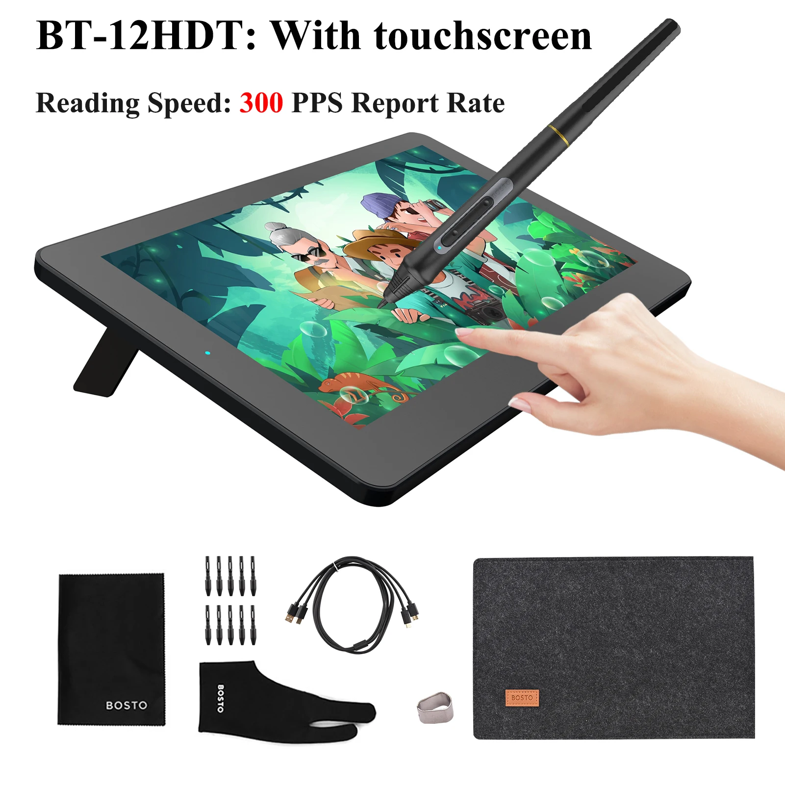 2025 11.6 Inch Graphics Drawing Tablet BT-12HD/BT-12HDT Digital Drawing Tablet HD HIPS LCD 1366*768 Display 8192 Pressure Level