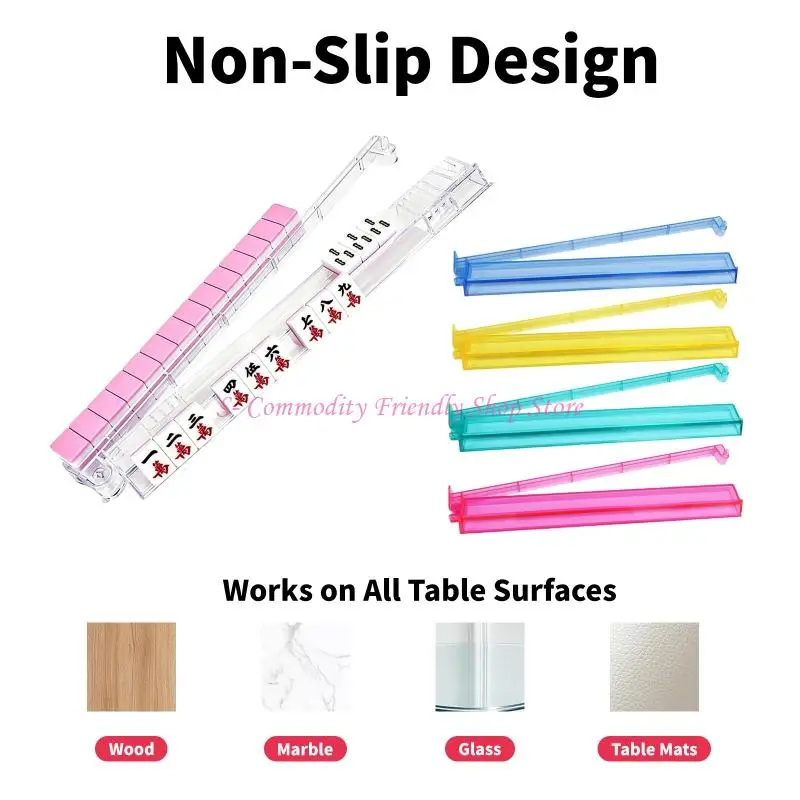 

4Pcs Acrylic Mahjong Racks with Pusher And NonSlip Bottom Efficient Holder For Mahjong Game Player and Beginner Friendly