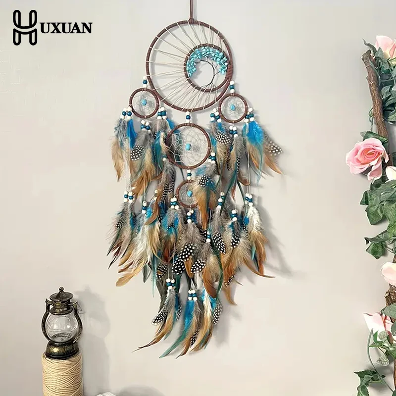 Dream Catcher Vintage Wind Chime Hanging Ornament Home Decor Indian Natural Stone Tree Of Life Dream Catcher Wall Decor