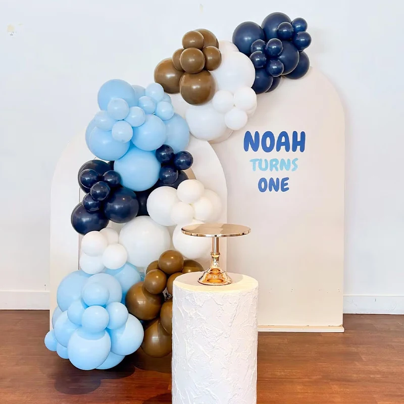 112pcs Boy Birthday Balloon Garland Kit Retro Blue Caramel Balloons Baby Shower Gender Reveal Graduation Party Decor Supplies