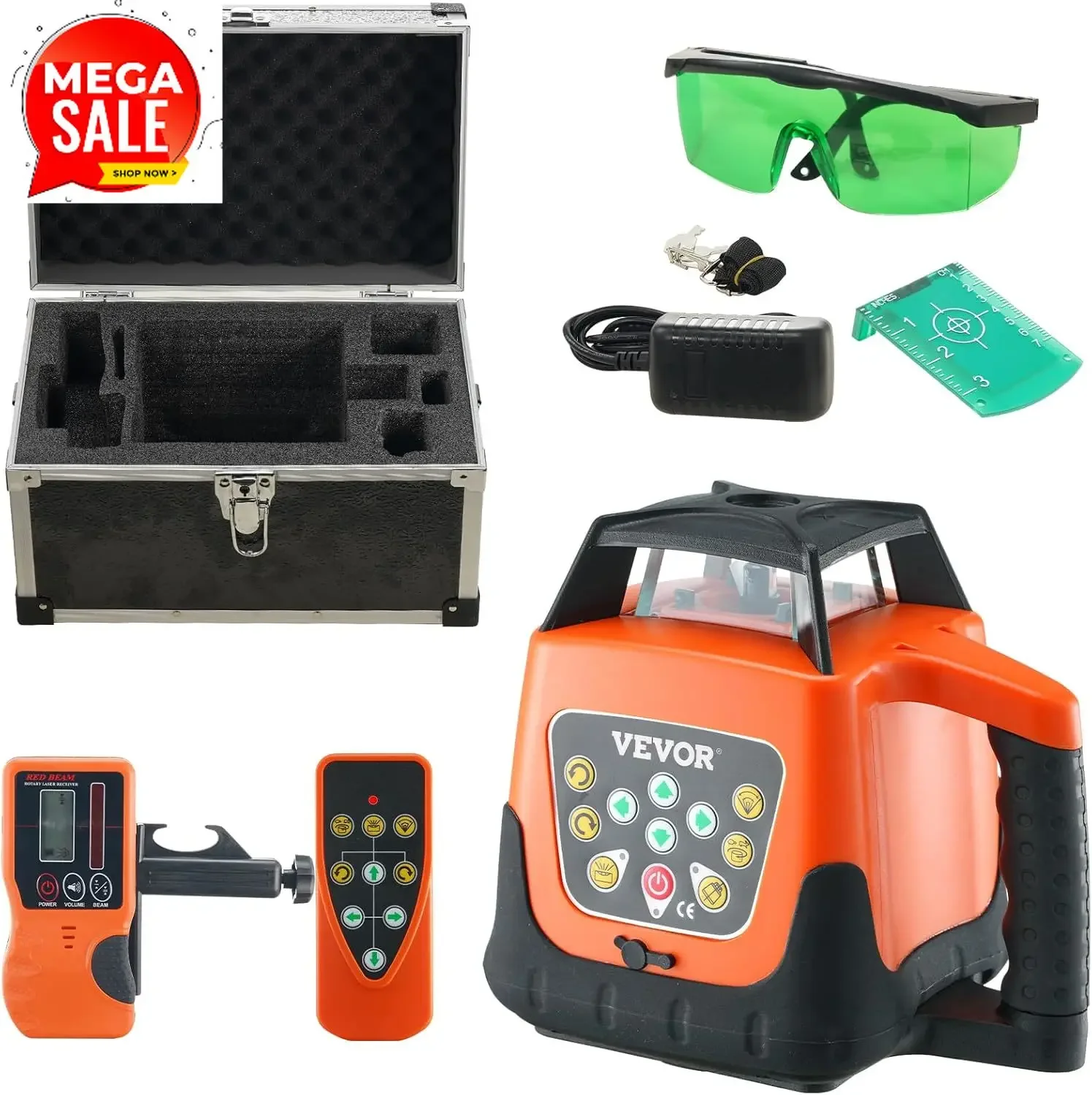 Rotary Laser Level 2000ft,360 Degree Self Leveling Green Cross Line Laser,5 Rotation Speeds&4 Scanning Angles Adjustment,IP66 Wa
