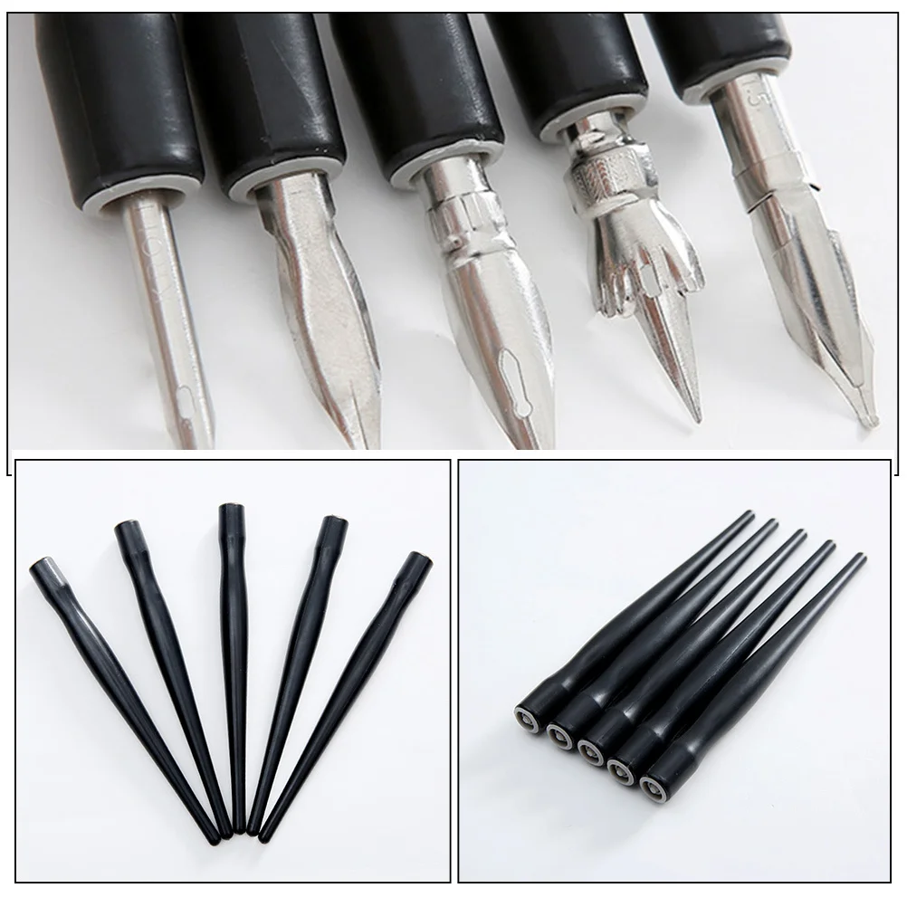 

15Pcs Black Plastic Calligraphy Pen Holder Replaceable Nib Holder for Drawing Painting Writing Smooth Light Easy to Carry
