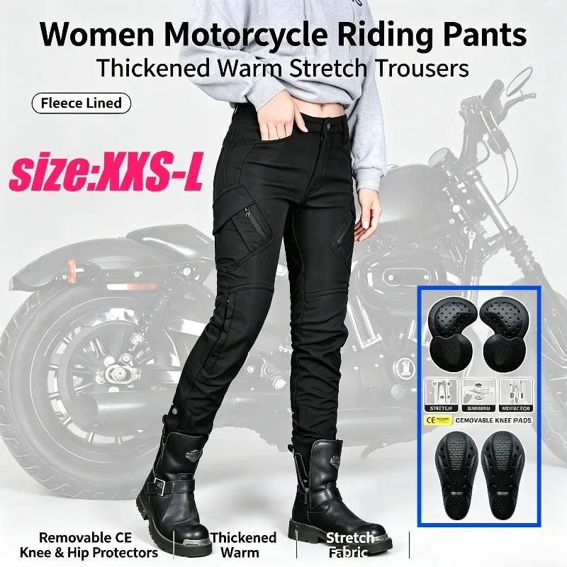 VOLERO Motorcycle Drop-proof Riding Pants Waterproof and Fleece Thickened Windproof High-waisted Locomotive Drop-proof Pants