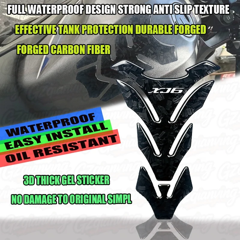3D Motorcycle Forged Carbon Fiber Fit For Fo Fit For XJ6 DIVERSI ON LOGO Waterproof & Anti-slip Wear Resistant