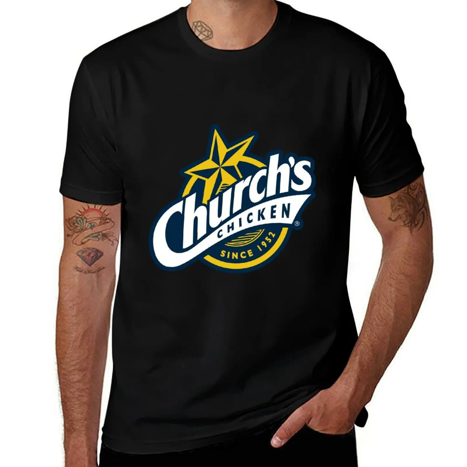 

design church's chicken restaurant logo T-Shirt funny t shirts man t shirt man luxury man t shirt summer T-shirt