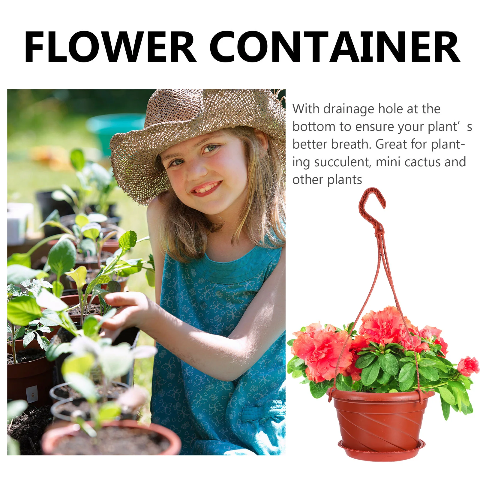 

10Sets Plastic Flower Pots Hanging Garden Planters Wear-Resistant Strong Pothos Plant Containers for Indoor Outdoor Decoration