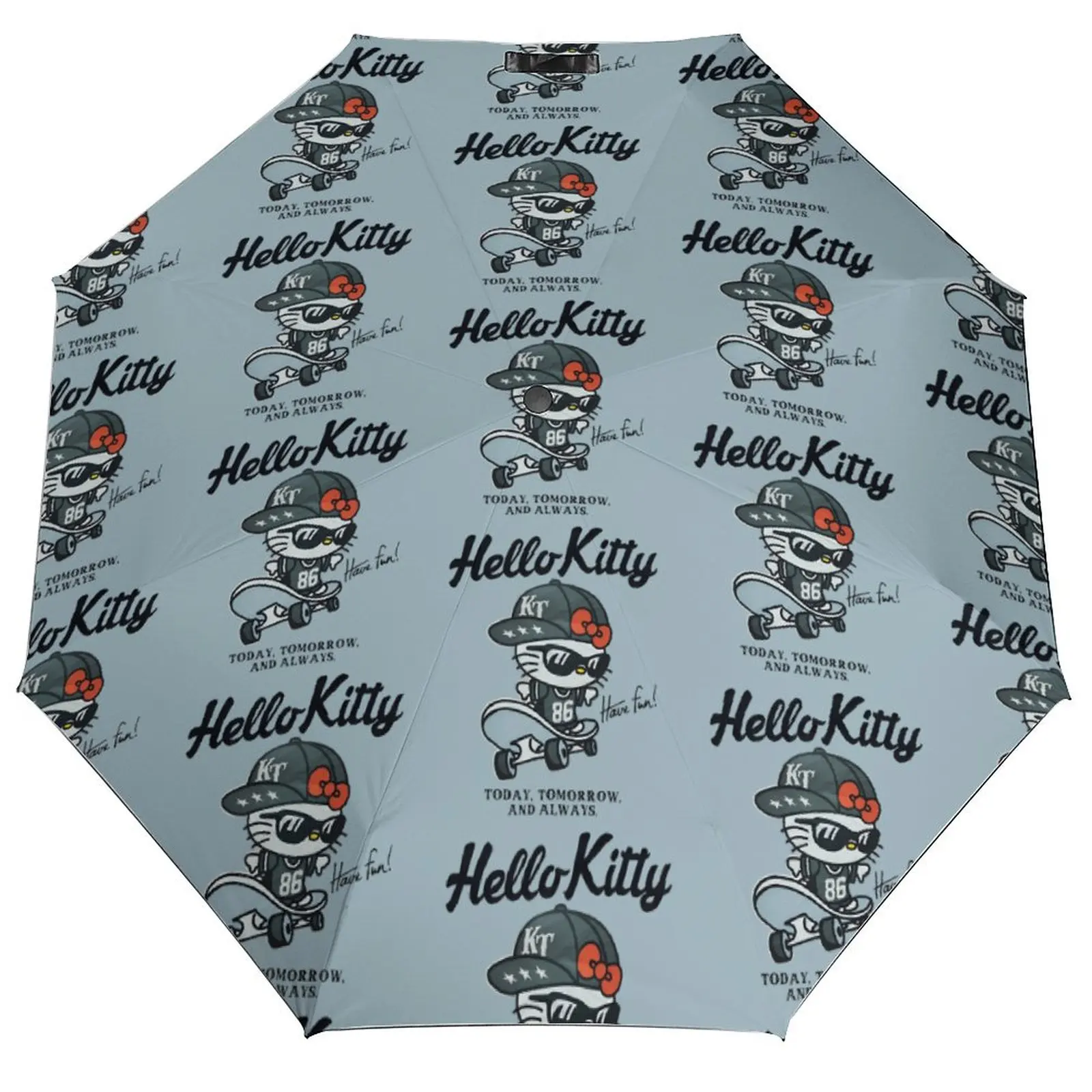 

Portable Umbrella Hello Kitty Skateboard Windproof Umbrella Women Men Japanese Cartoon 3 Fold Auto Sunshade Fashion Umbrellas