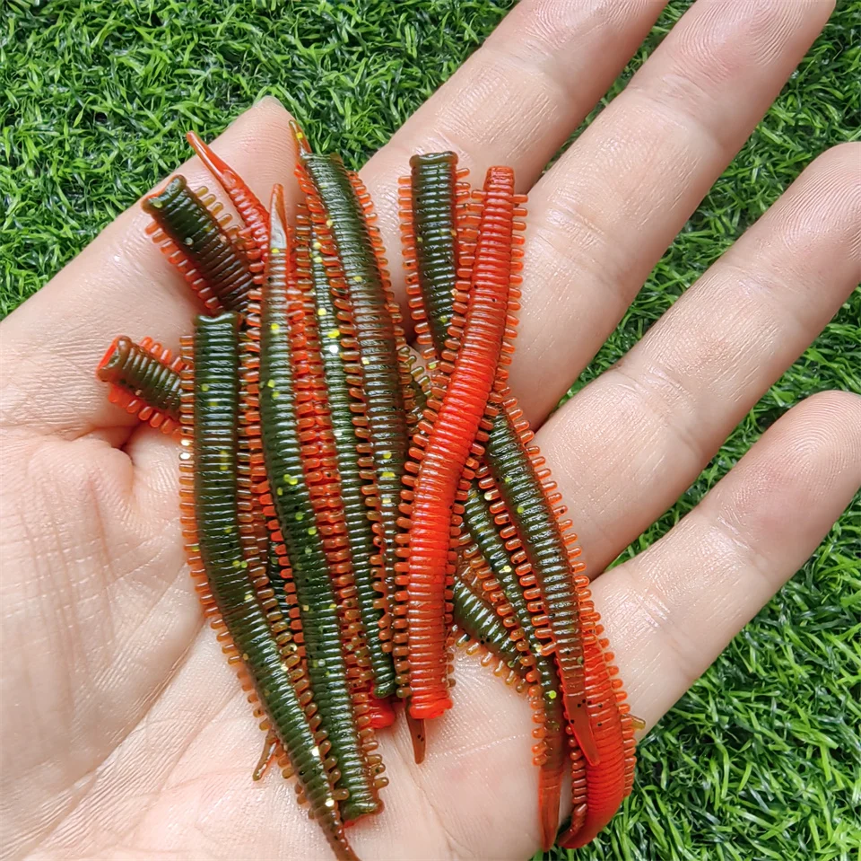 MUKUN 10pcs Soft Earthworm Fishing Lure 80mm 0.75g Soft Worm Jig Fish Wobbler Fishing Bait Artificial Soft Baits worm lure