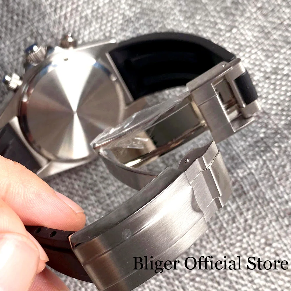 39mm Quartz Chronograph Fashion Sapphire Glass Watch Men VK63 Movement Grey White Black Dial Stainless Steel Polished