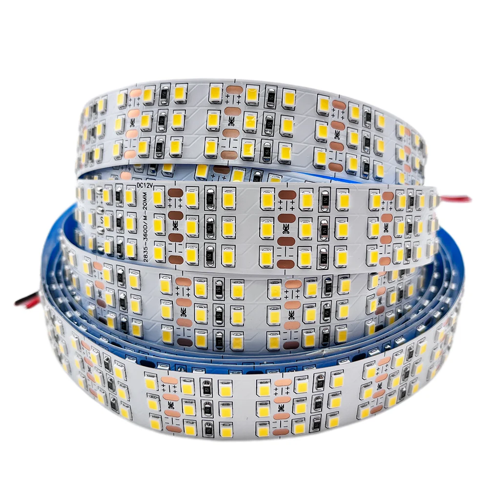 5m Super Bright LED Strip DC12V 24V Three Row 360leds/m 1800leds 5m 3000K/4000K/6000K For LED Ribbon Project Lighting
