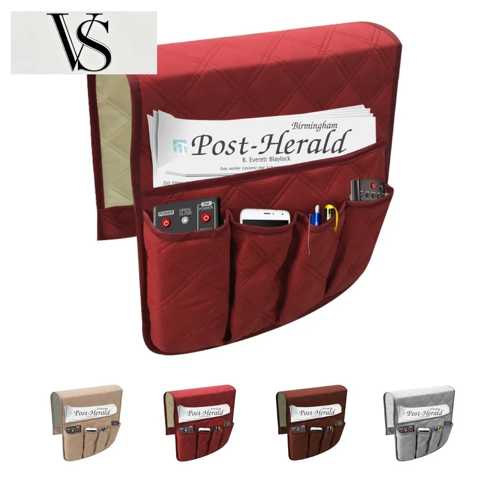 One Storage Pcs Non-Slip Couch Sofa Armrest Chair Organizer 5 Pockets for Phone Book Magazines Tv Remote Control