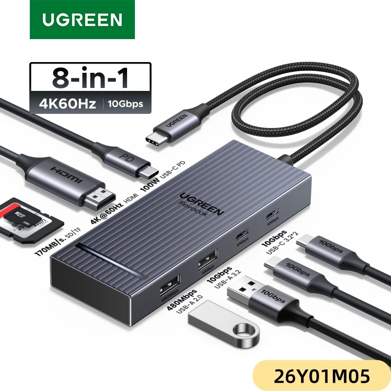 UGREEN USB HUB 8-in-1 Type-C to 4K60Hz HDMI USB-A&C 3.2