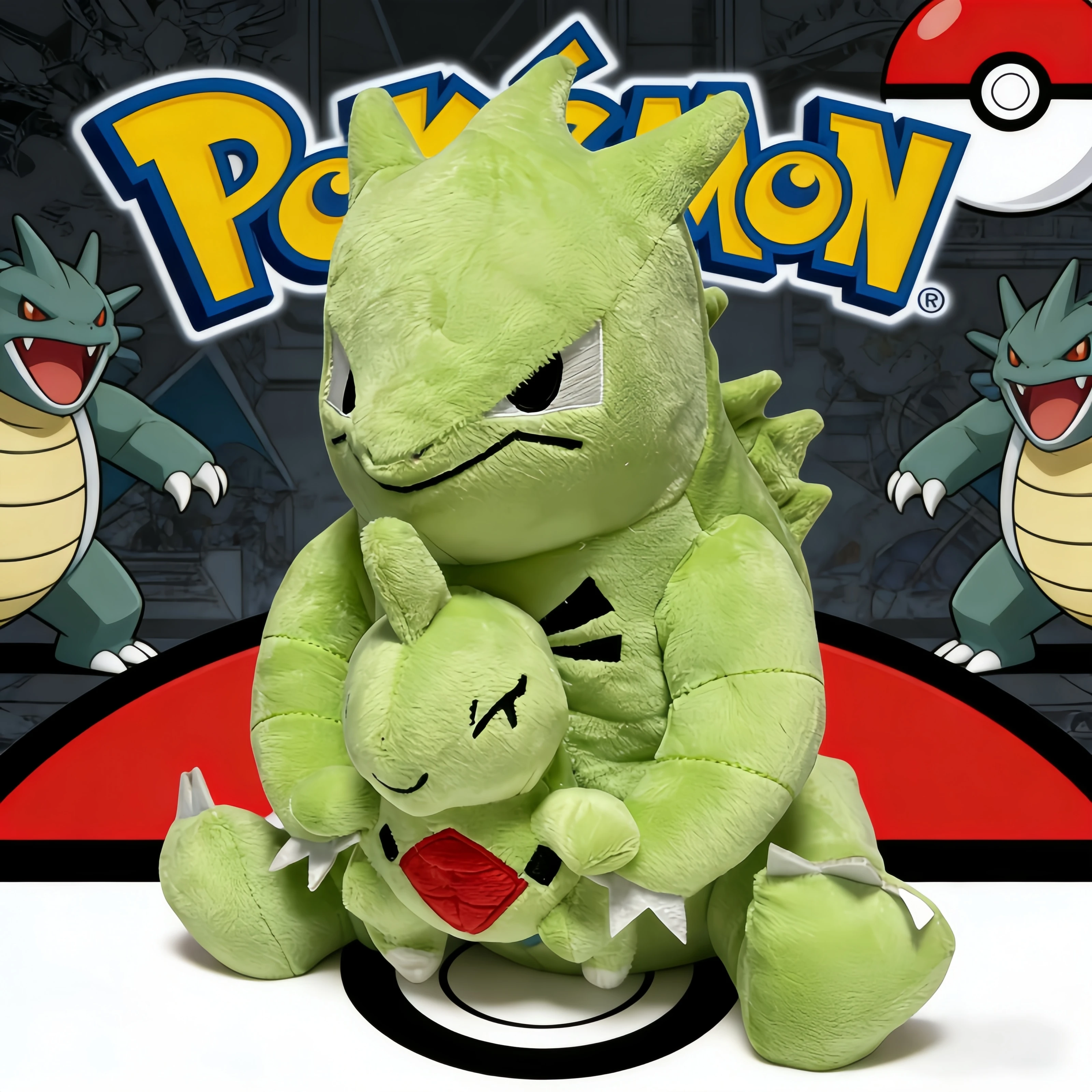Pokemon Peluches Tyranitar Doll Pikachu Plush Charizard Dragonite Holding Dratini Stuffed Doll Tyranitar Cute version Anime Toy