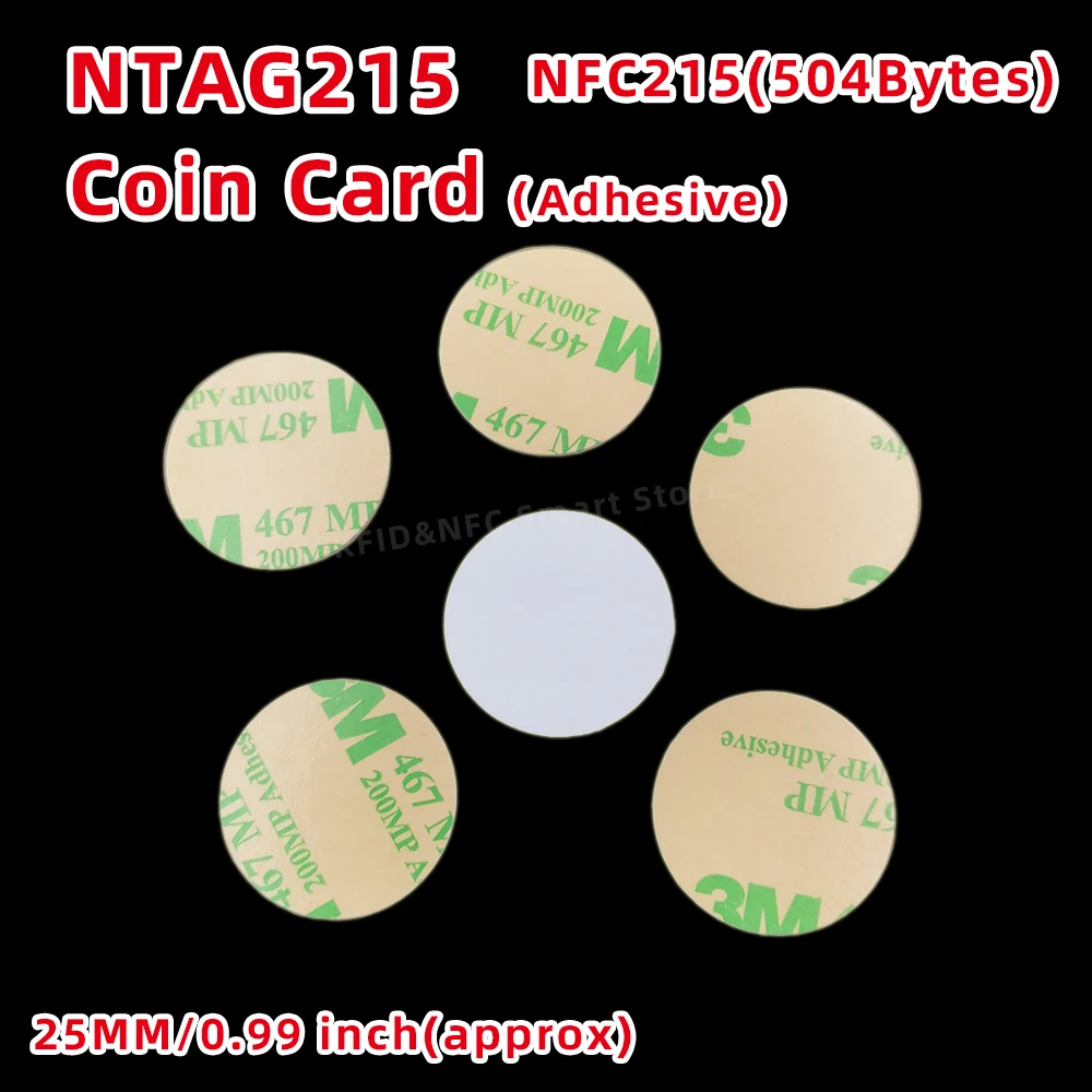 Imagem -04 - Nfc Coin Tags para Automação Pessoal Rfid 1356 Mhz 14443a 504 Bytes Nfc Cartão 215 10 Pcs 50 Pcs 100 Pcs