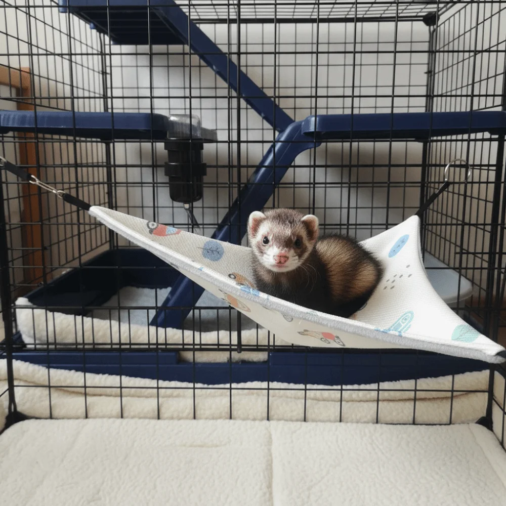 Ice Silk Hamster Triangle Hammock Skin-Friendly Double-sided Cooling Hanging Bed Breathable Comfortable Pet Hammock Nest Habitat view 5