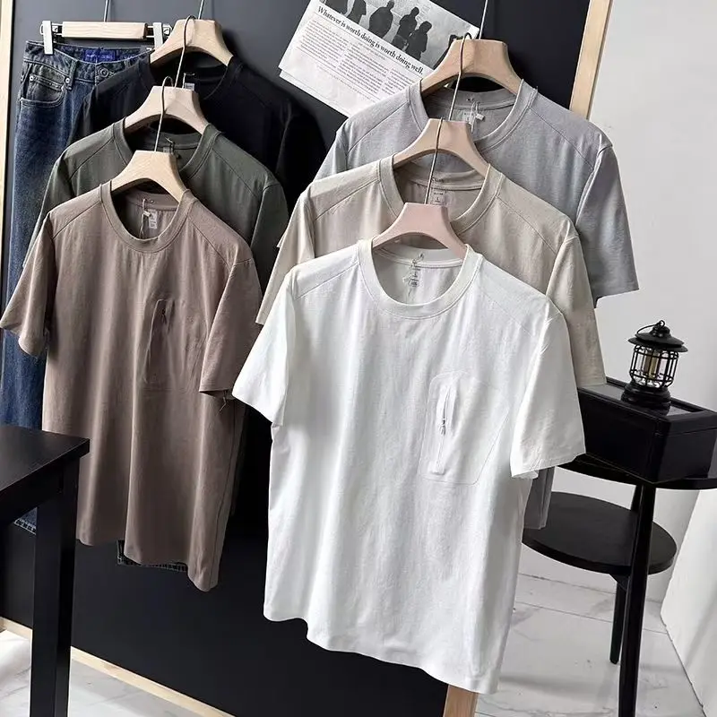 2025 New Men's Summer Quick-Dry Stretch Casual TShirt Breathable Athletic Round Neck Short Sleeve Tee
