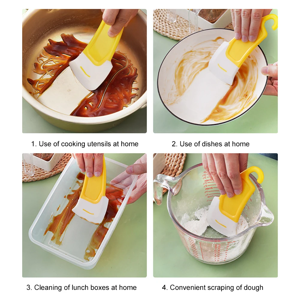 5pcs ซิลิโคน PAN Scraper จานทําความสะอาดไม้พายชาม Scraper จาน Scraper Non Scratch เครื่องมือทําความสะอาดห้องครัวสําหรับเครื่องครัวเคาน์เตอร์