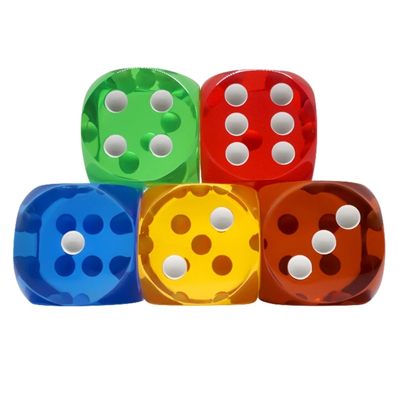 5Pcs Transparent Dice Crystal Dices 25mm 6 Sided Game Dice Set for Entertainment  25MM Transparent Dice Waterproof  Crystal Dice