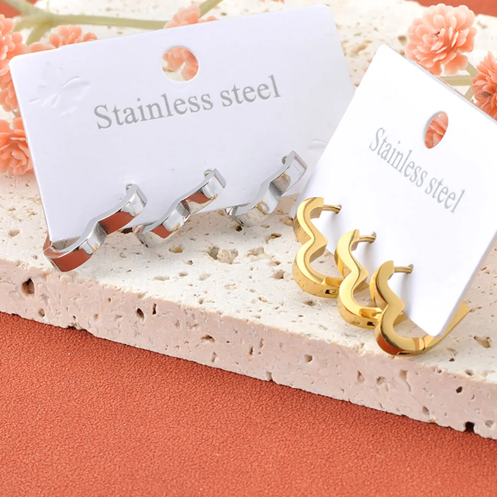 Lokaer 3 Teile/paket Edelstahl Minimalistische Herz Creolen für Frauen Vergoldet Einfache Geometrische Kreis Vintage-Schmuck